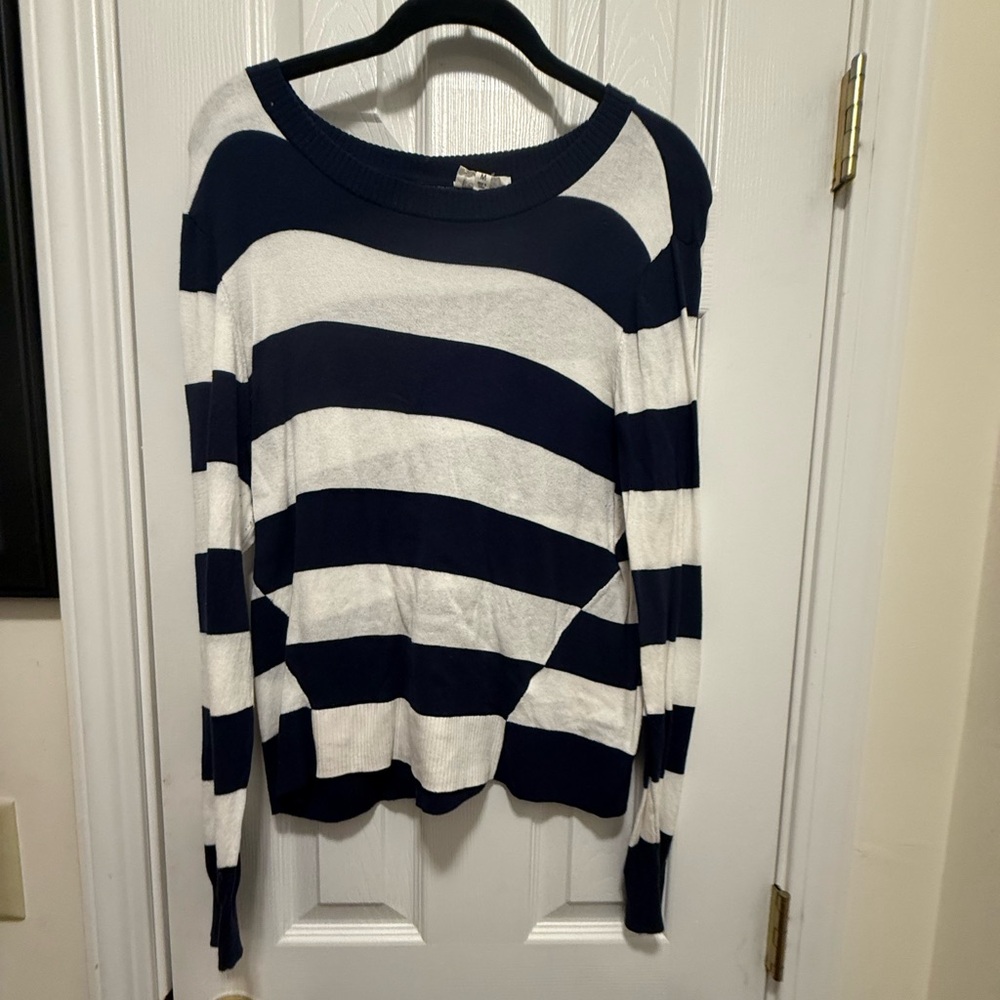 Candace Cameron Bure Navy Striped Sweater